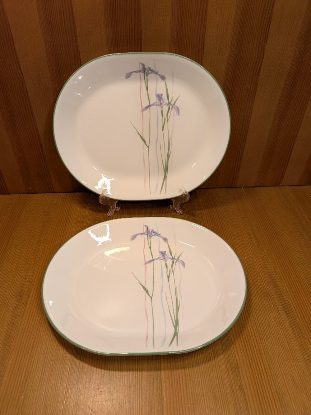 Set of 2 Corelle SHADOW IRIS Oval Serving Platter 12-1/4" x 10" Plate Set - LNUC